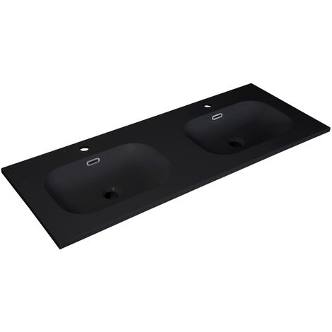 Plan double vasque intégré en résine noire 140 cm STUDIO - Noir