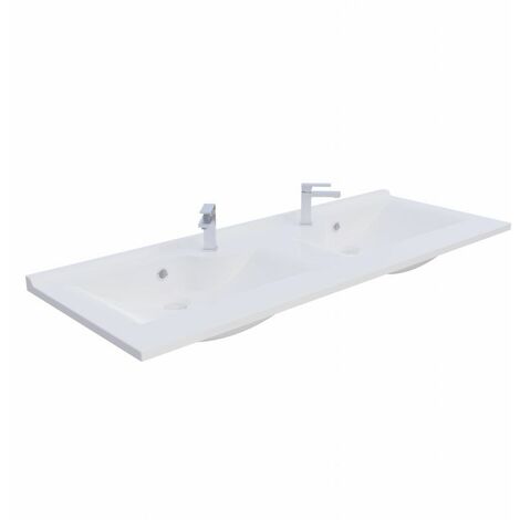 Plan vasque rectangulaire en résine 120 cm – Dosseret 1,5 cm – Épaisseur 2 cm – Pour meubles de salle de bain 46 cm de profondeur – Creazur - VAPORELO120