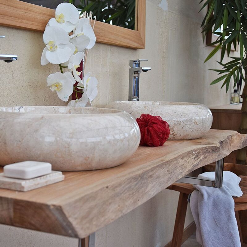 Plan pour vasque en teck massif 120 cm, forme libre - Shark