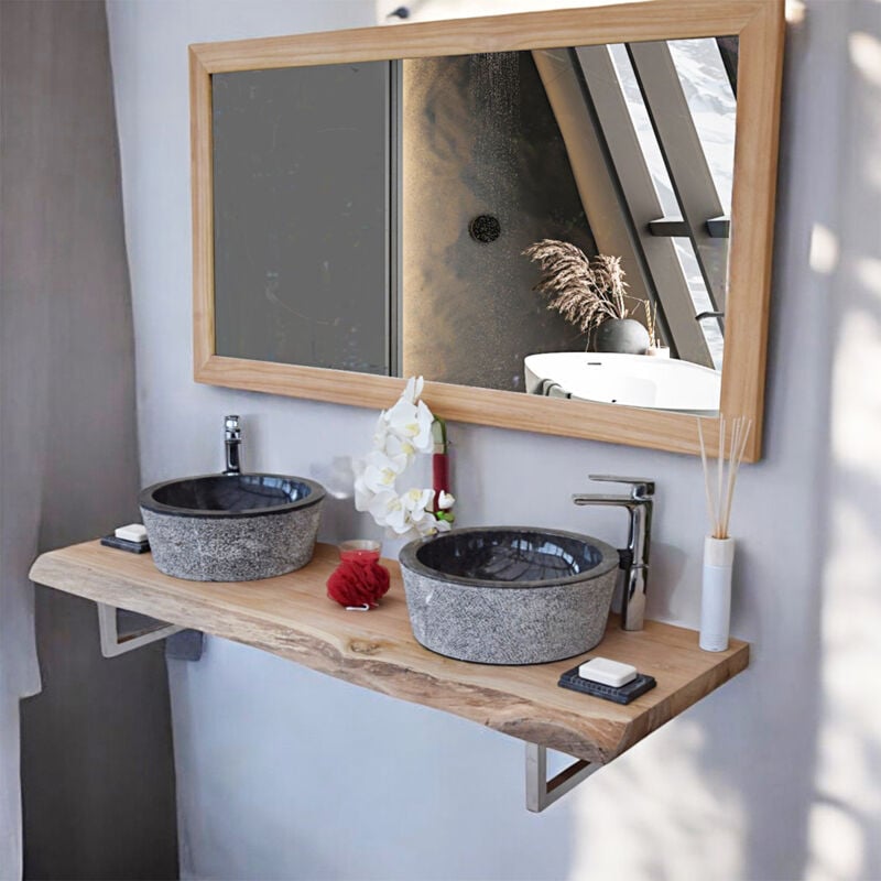 Wildwater - Plan pour vasques en teck massif 150 cm, forme libre - Shark