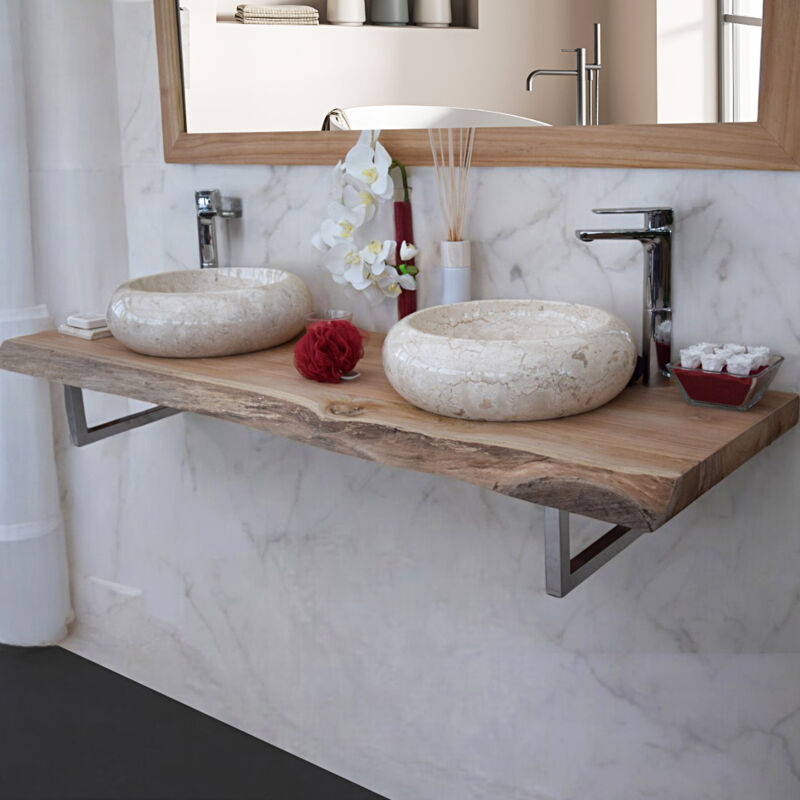 Wildwater - Plan pour vasques en teck massif 180 cm, forme libre - Shark