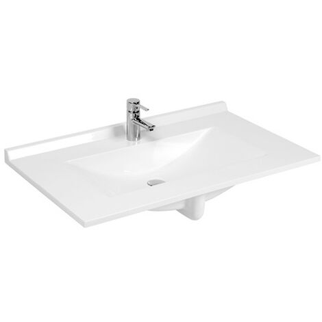 Plan simple vasque suspendue en résine de synthèse 80 cm – Dosseret 3 cm – Vidage trop plein intégré – Compatible meubles 55 cm – Creazur