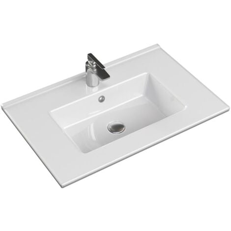Plan vasque céramique NOLITA (70 cm) - Longueur: 71 cm - Blanc brillant