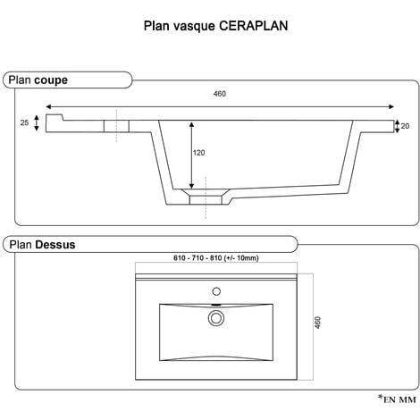 Plan vasque en céramique CÉRAPLAN - 80 cm