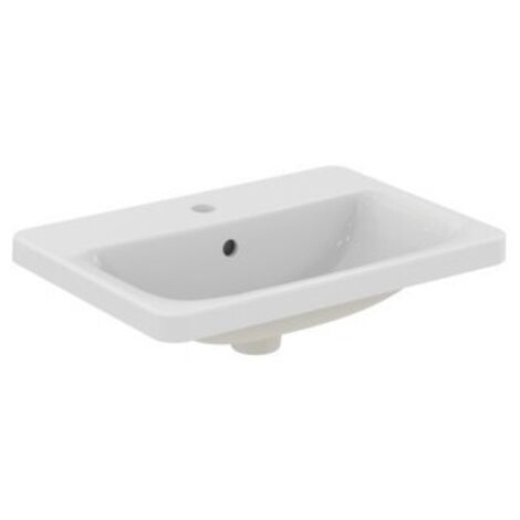 Plan Vasque Lavabo à Encastrer IDEAL STANDARD Connect Rectangulaire 58X43 cm Blanc en Céramique - E50440