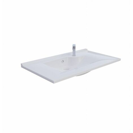 Plan vasque résine de synthèse 80 cm – Rectangulaire avec dosseret 1,5 cm – Épaisseur 2 cm – Pour meubles de salle de bain 46 cm – Creazur - VAPORELO80