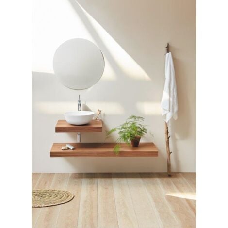 Plan vasque suspendu ZERO pour salle de bain design noyer 45 x 60 cm
