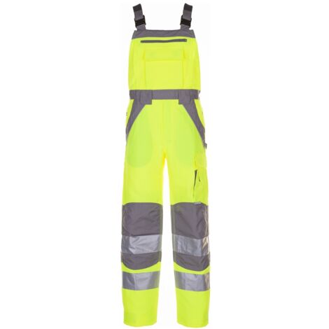 Planam Warnschutz Latzhose Plaline Gr.58 gelb/zink
