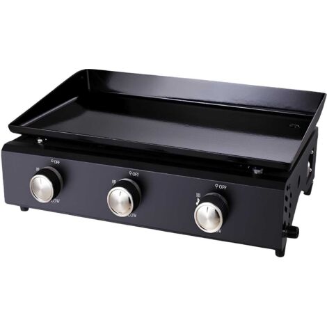 Plancha à gaz 3 brûleurs inox 6 kW – Surface de cuisson 59,5 x 36,5 cm – Allumage piezo – Gobelet récupération graisses inox – Friodis
