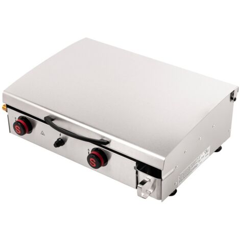Plancha à gaz 3 brûleurs – Surface de cuisson 60x40cm – Puissance 10kW – Antiadhésive pour cuisson homogène – Somagic