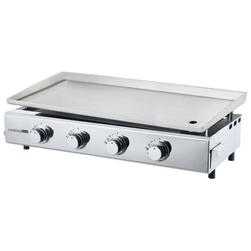 Plancha &agrave; gaz - 4 feux - BRASILIA - Tout inox - Surface cuisson - XXL - 84 x 34 cm
