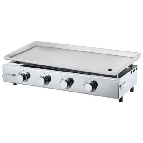 Plancha a gaz - 4 feux - BRASILIA - Tout inox - Surface cuisson - XXL - 84 x 34 cm