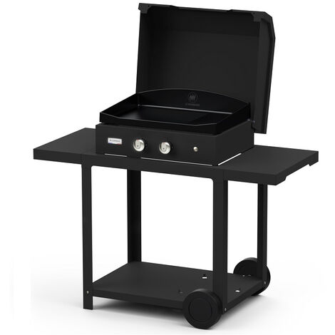 Plancha à gaz Le Marquier Vintage Pure 260 + Chariot - Noir - Noir