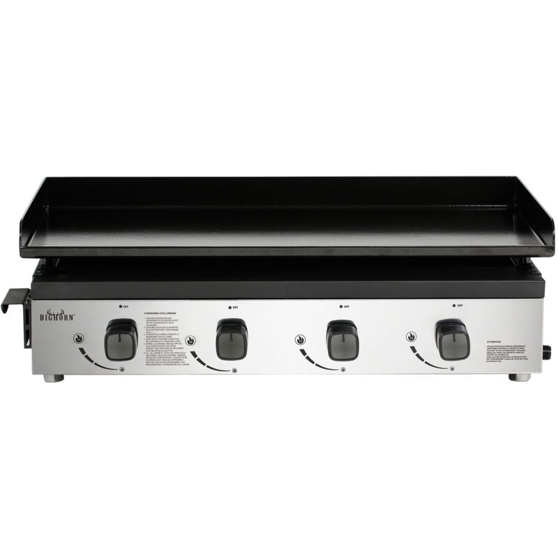 Bighorn - Plancha Gaz bf , 4 Brûleurs en Acier, Puissance 9.9644kW avec la Technologie Blue Flame, Plancha à Poser, Large Plancha à Revêtement