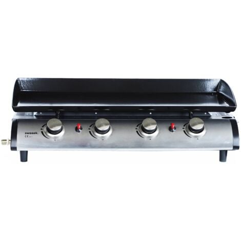 Plancha au gaz 4 feux - Porthos 4 brûleurs - 10 kW. barbecue. cuisine extérieure. grande plaque émaillée. inox