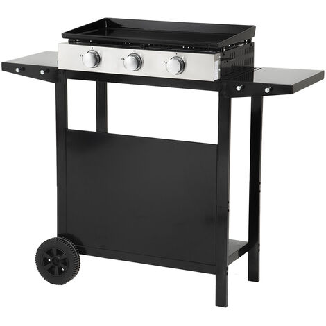 Plancha au gaz MÉRIDA 3 brûleurs + chariot