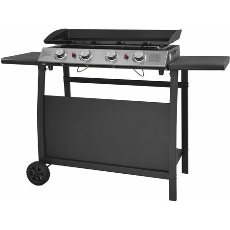 Plancha au gaz VALENCIA - 4 brûleurs 10kW + chariot