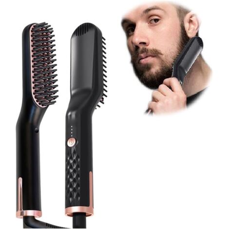 Plancha de barba para hombre, cepillo alisador de barba 3 en 1, plancha de barba y cabello para hombre, cepillo alisador multifuncional para barba y peinado, para peinar barbas largas.