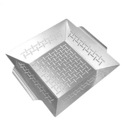 Plancha de exterior de acero inoxidable, placa cuadrada, utensilio para barbacoa, 33,8  28,5  6,8 cm