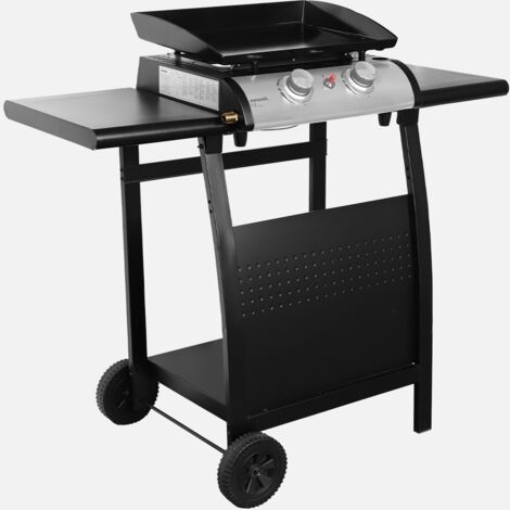 Plancha de gas 2 quemadores 5kW con carrito