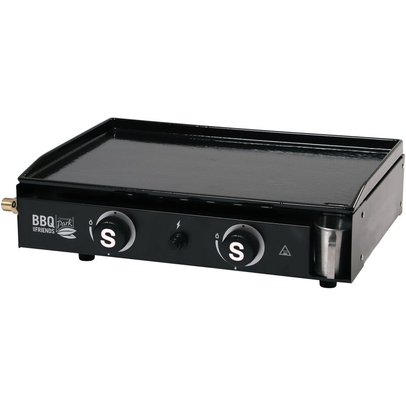 

Plancha de gas 'BBQ & Friends' 5.3KW - 50cm x 35cm Rejilla - Acero Inoxidable - Negro - Central Park