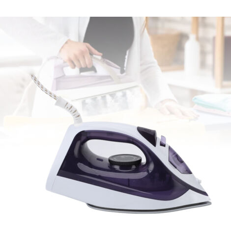 Plancha de vapor con 1600 W de potencia, microporos y depósito de agua de viaje de 210 ml, fabricada en acero inoxidable, aluminio y ABS, color: morado.