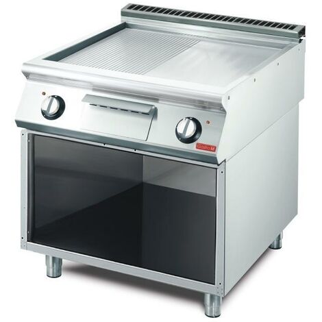 Plancha eléctrica de cromo duro y placas mixtas con mueble 70/80FTRES-CR línea 700 Gastro M GN104