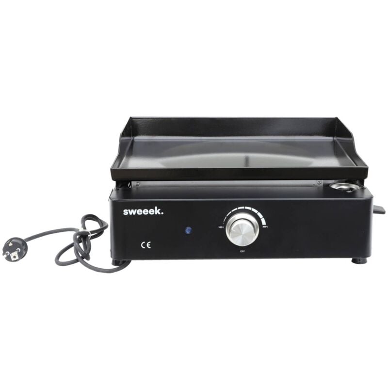 Plancha électrique noire nikola 1 brûleur. acier émaillé. 2200 w