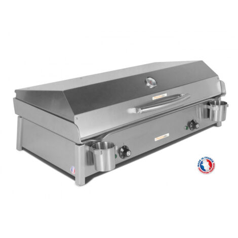 Plancha électrique 3600W – Surface de cuisson 86 x 40 cm – Couvercle inox avec thermomètre – 2 zones indépendantes – Fabrication française