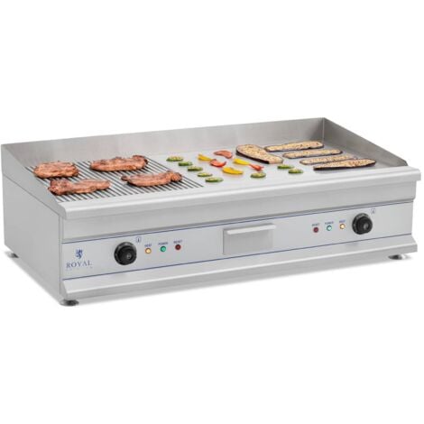 Plancha Électrique Double Lisse Nervurée Grill Professionnel Inox 2x3200w 100cm