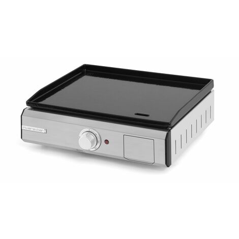Plancha électrique fonte émaillée 1800W – Surface de cuisson 1575 cm² – Température réglable 50-300°C – Pieds réglables pour récupération des graisses – Riviera & Bar - QPL1045