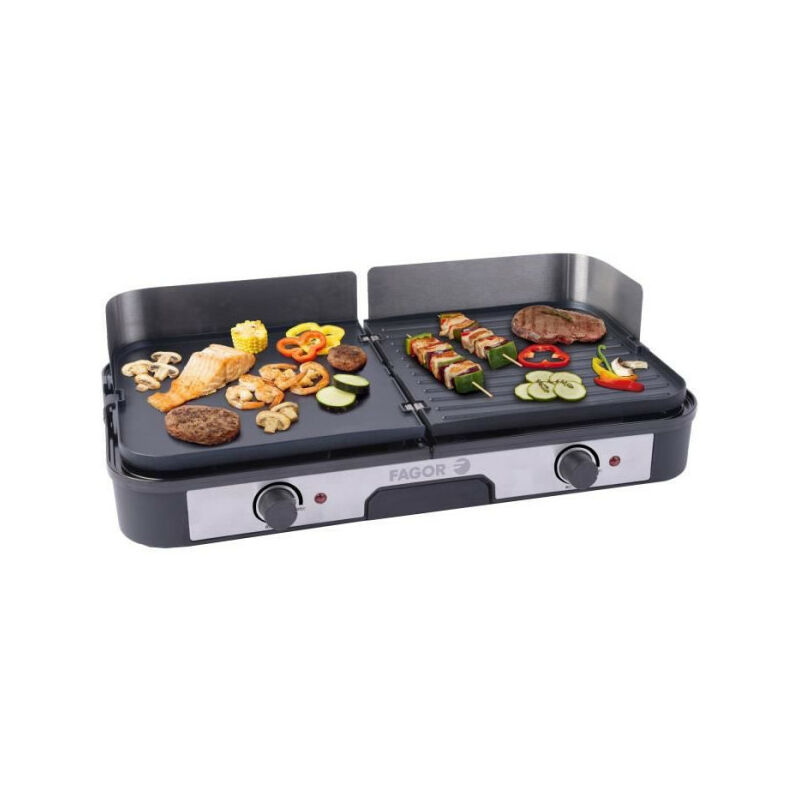 Plancha Electrique - Planche Fagor FG823 - Surface de cuisson xl: 50,8x25,4cm - Thermostat réglable - 2000 w