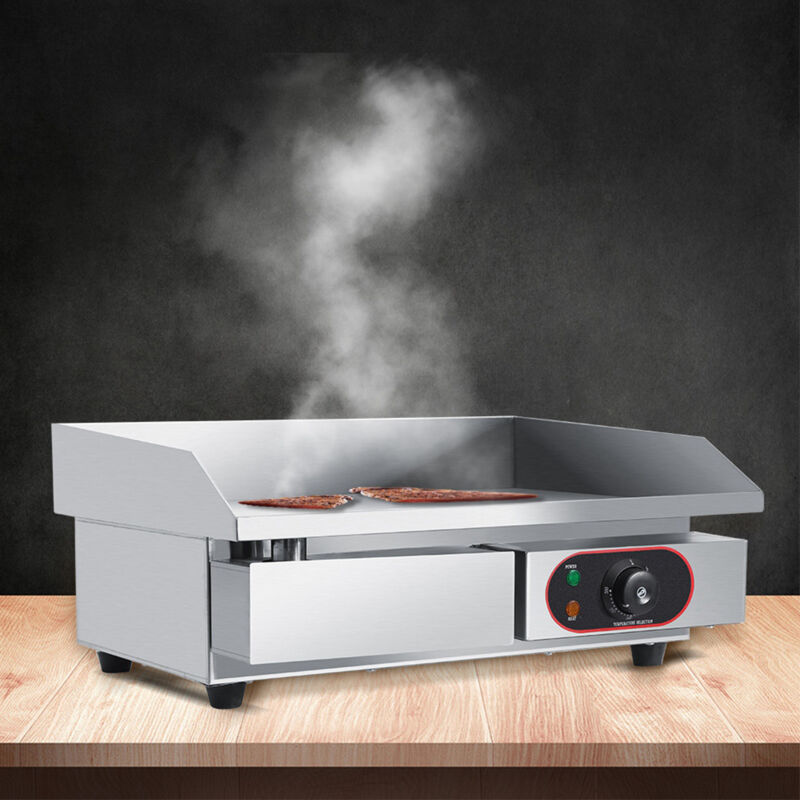 Plancha Électrique Professionnelle en acier inoxydable Commercial Plaque de Gril en Fer 2200W 220-240V Lisse
