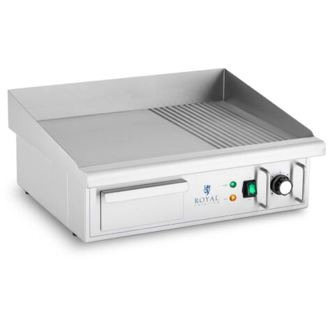 Plancha Électrique Professionnelle Plaque De Cuisson Lisse Rainurée 36x56cm 3kW - Rouge, Noir, Blanc