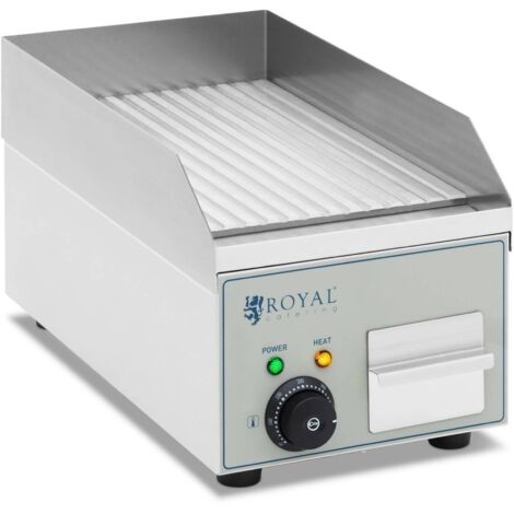 Plancha Électrique Professionnelle Plaque De Cuisson Rainurée Fer 36x25cm 4,4kW - Noir