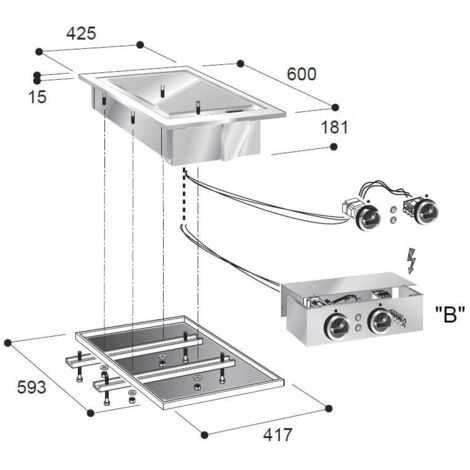 Plancha Encastrable Electrique Plaque Lisse Chromée 3,9 kW - Combisteel