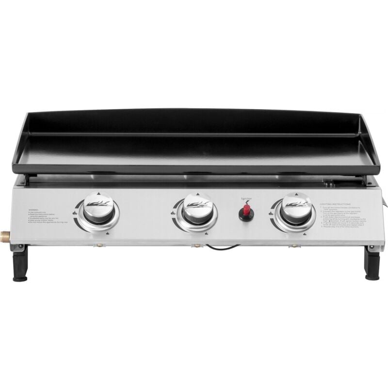 Habitat Et Jardin - Plancha gaz 3 brûleurs 'Jolly' - 7,5 Kw - Gris