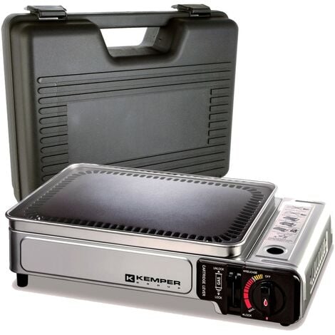 Plancha gaz portable 2300w plaque anti adhésive + valise de transport KEMPER