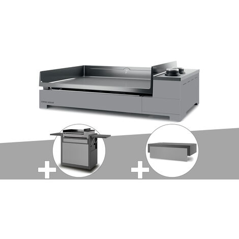 Plancha gaz Premium 60 acier avec chariot et couvercle - Forge Adour
