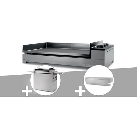 Plancha gaz Premium 75 inox avec chariot et couvercle - Forge Adour
