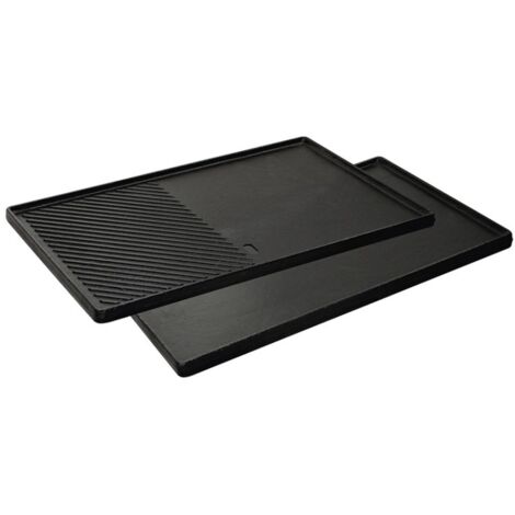 Plancha-grill réversible 1/2 en fonte – 2 côtés : lisse pour poisson et strié pour viande – Compatible barbecues MONROE PRO 4 et BOSTON 4+6 – Enders