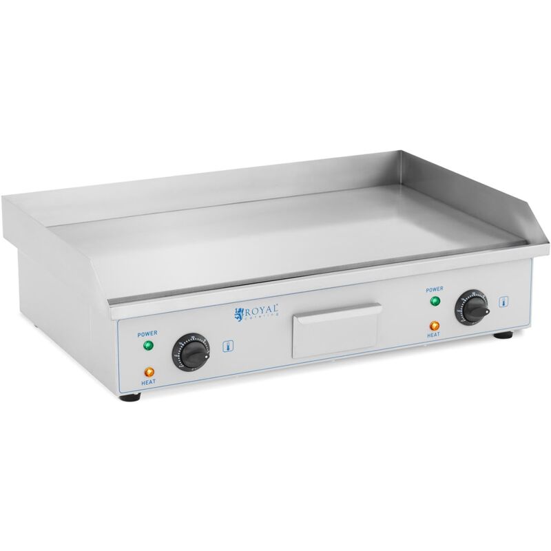 Plancha électrique professionnelle plaque de cuisson grill (lisse 2 x 2 200 watts, 0 - 300 °c, plaque en fer de 730 x 400 x 10 mm)