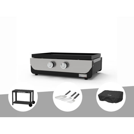 Plancha ORIGINAL Gaz 260 Duo + Desserte + Kit 3 spatules + Housse de protection - Le Marquier