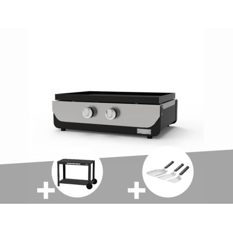 Plancha ORIGINAL Gaz 260 Duo + Desserte + Kit 3 spatules - Le Marquier