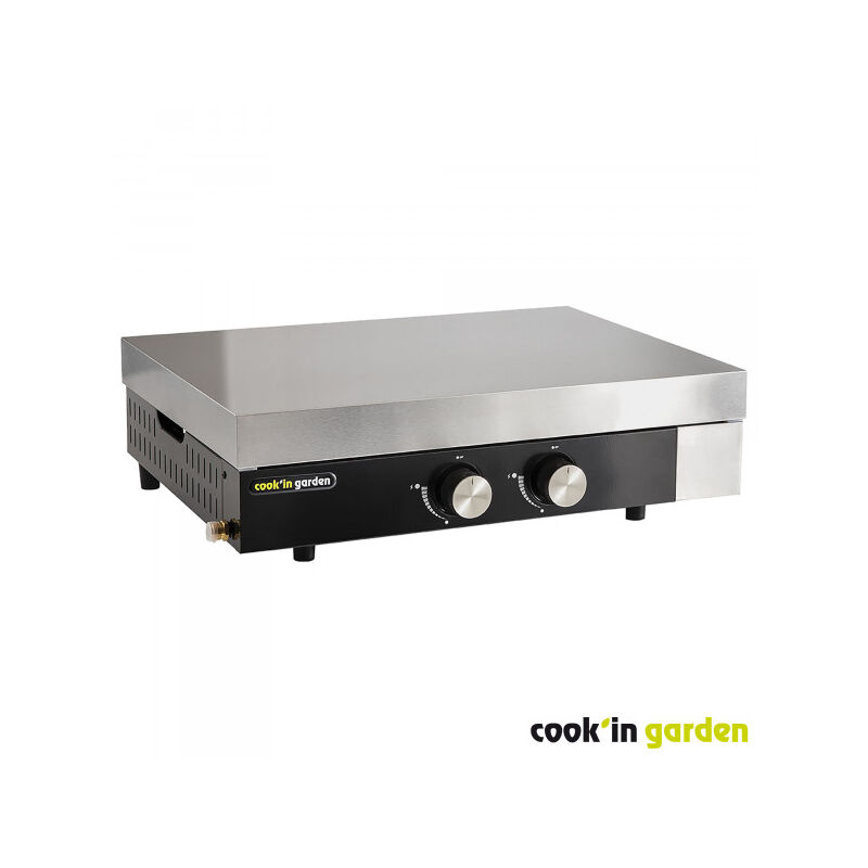 Cook'in Garden - Plancha gaz 2 brûleurs 5kw PG035C - acier inoxydable