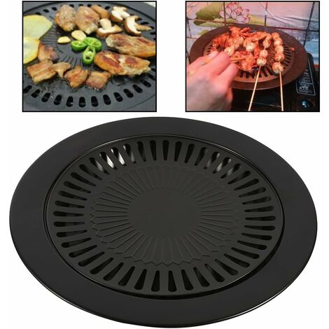 Plancha redonda, placa de parrilla para barbacoa Sartenes para parrilla antiadherentes sin humo, placa de parrilla para estufa de interior Cocina saludable Herramienta de cocina para cocinar en barbac
