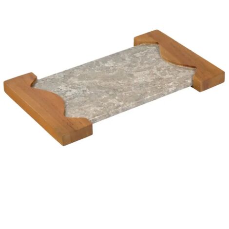 Planche à découper 38 cm en marbre gris et bois de teck - ZEPHYR