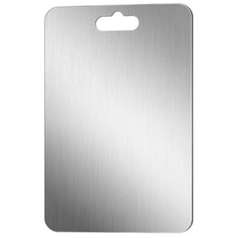 Planche À Découper Acier Inoxydable - Double Face Acier Inoxydable Et PP Paille De Blé - Pour Viande Et Légumes - 28,9 x 19,6 cm - 1 Pièce