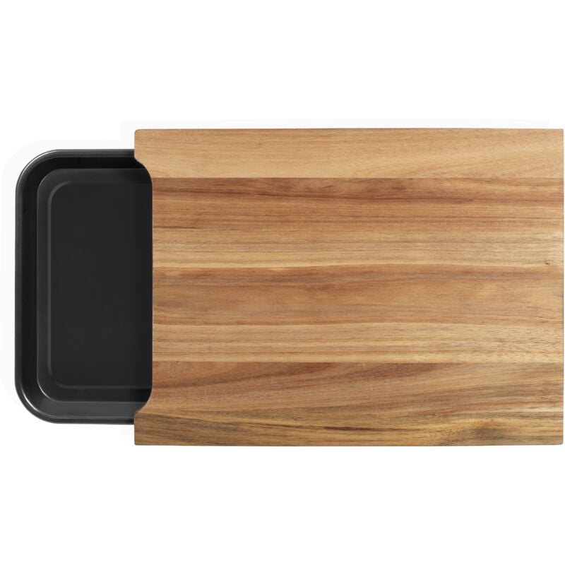 Livoo - Planche à découper bois 36.5x27.5cm + bac récupérateur MES155