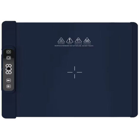 Planche à découper chauffante intelligente, coussin chauffant en silicone, 5 réglages de température, rangement enroulable (noir mat)